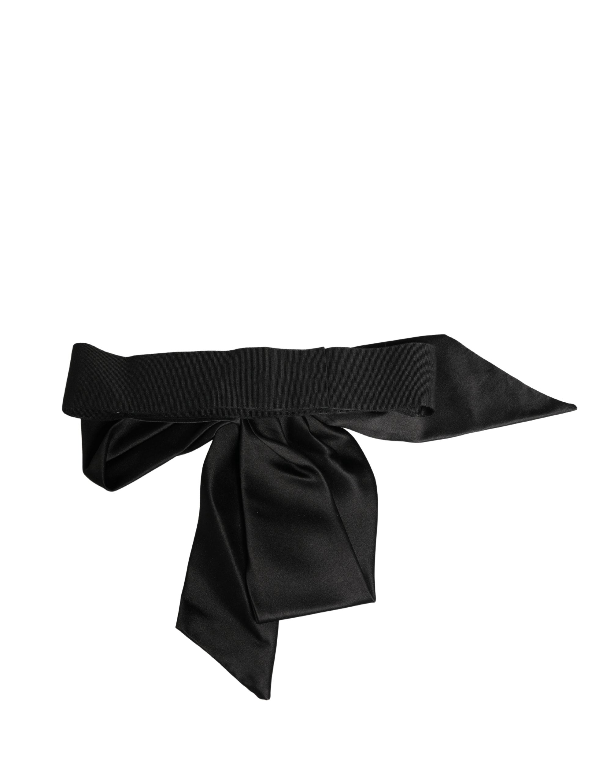Dolce & Gabbana Schwarzer Seidensatin Schärpe Breiter Taillengürtel für Damen