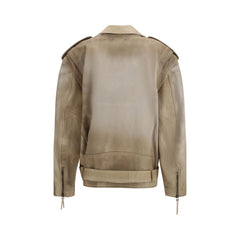 Golden Goose Beige Buffelleer Bikerjack