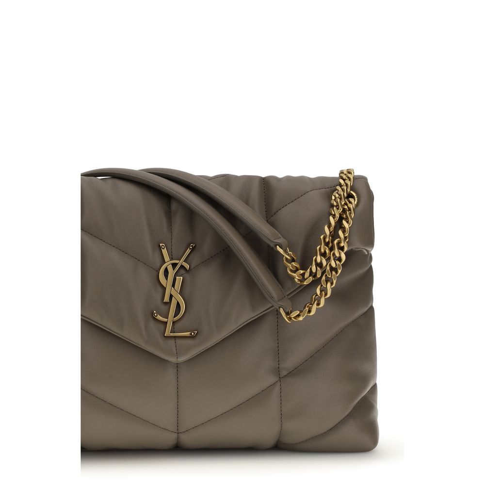 Saint Laurent Gray Lamb Leather Shoulder Bag