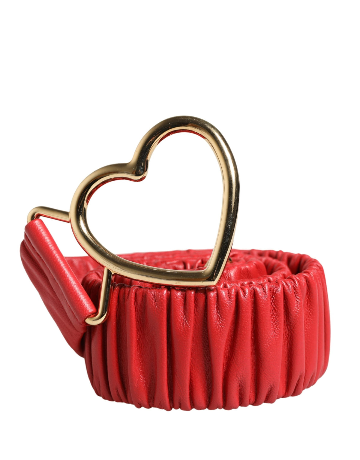 Dolce & Gabbana Roter Ledergürtel mit goldener Herzschnalle
