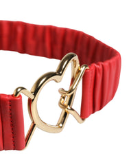 Dolce & Gabbana Roter Ledergürtel mit goldener Herzschnalle