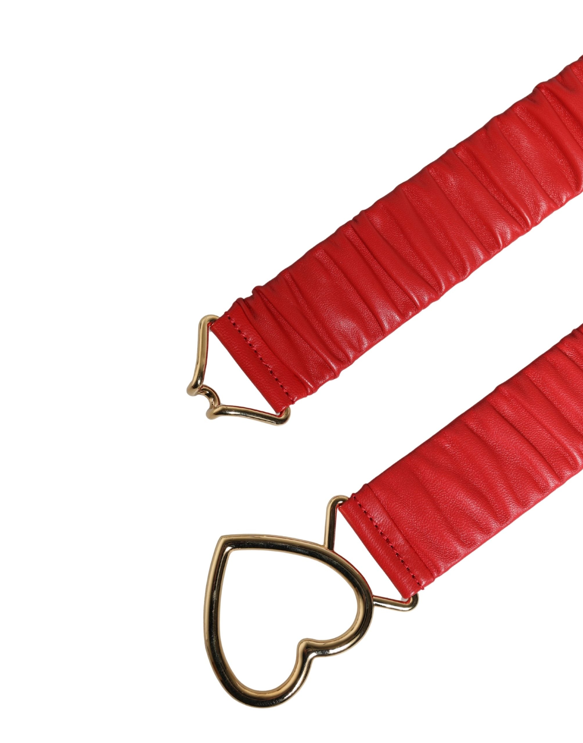 Dolce & Gabbana Roter Ledergürtel mit goldener Herzschnalle