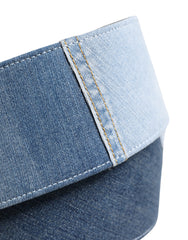 Dolce & Gabbana Blue Two Tone Denim Gold Metal Buckle Belt