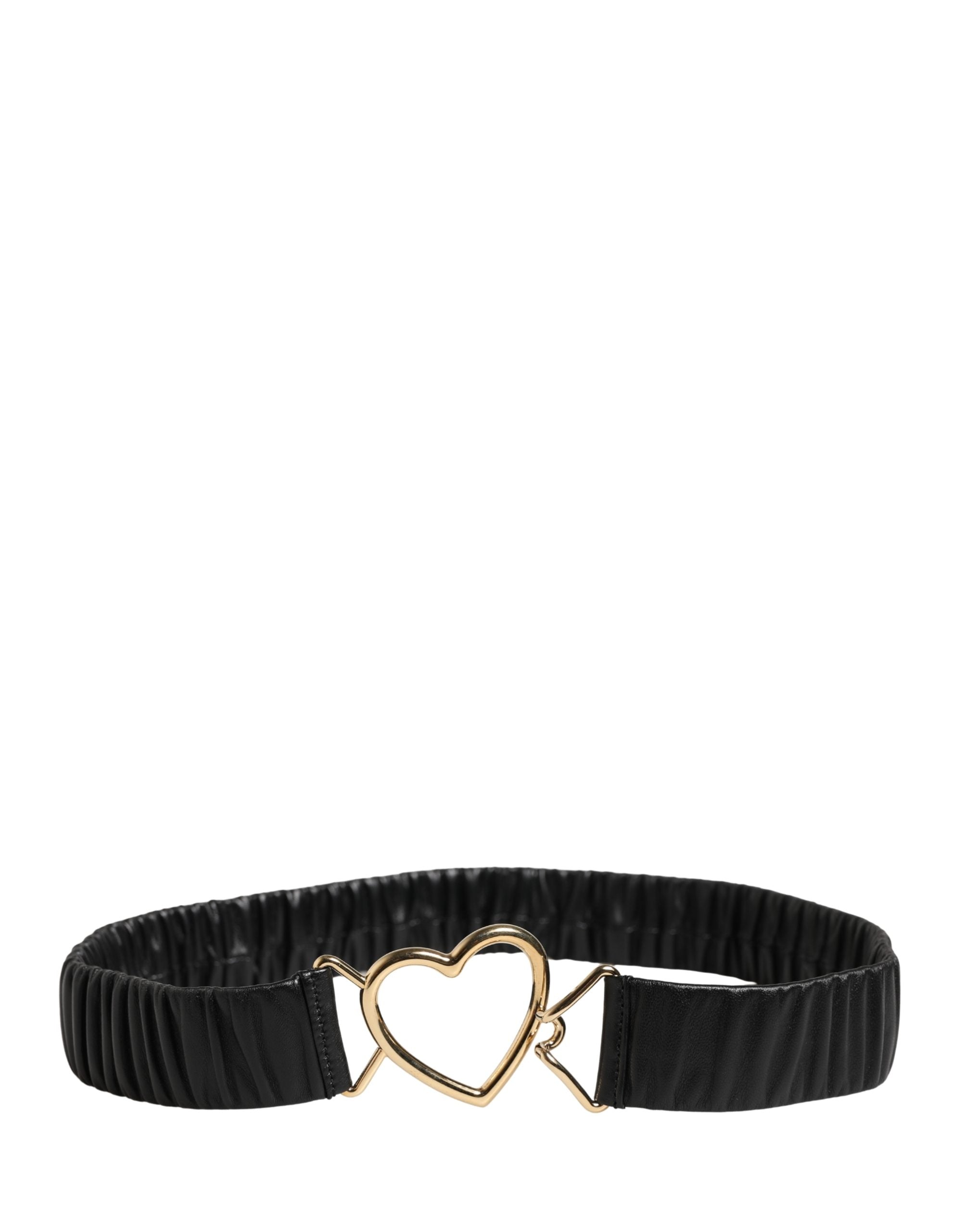 Dolce & Gabbana Gürtel aus schwarzem Leder mit goldfarbener Herzschnalle