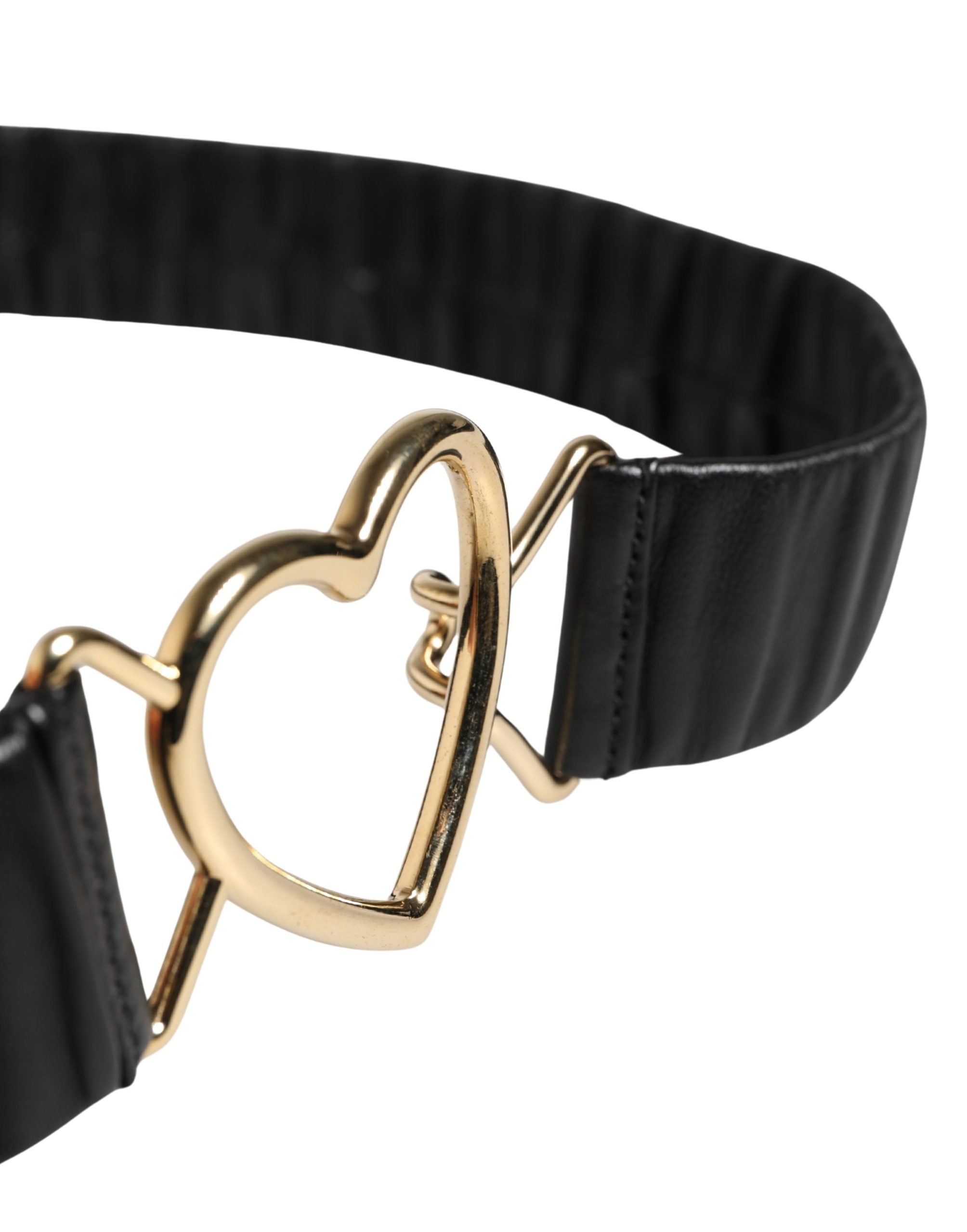 Dolce & Gabbana Gürtel aus schwarzem Leder mit goldfarbener Herzschnalle
