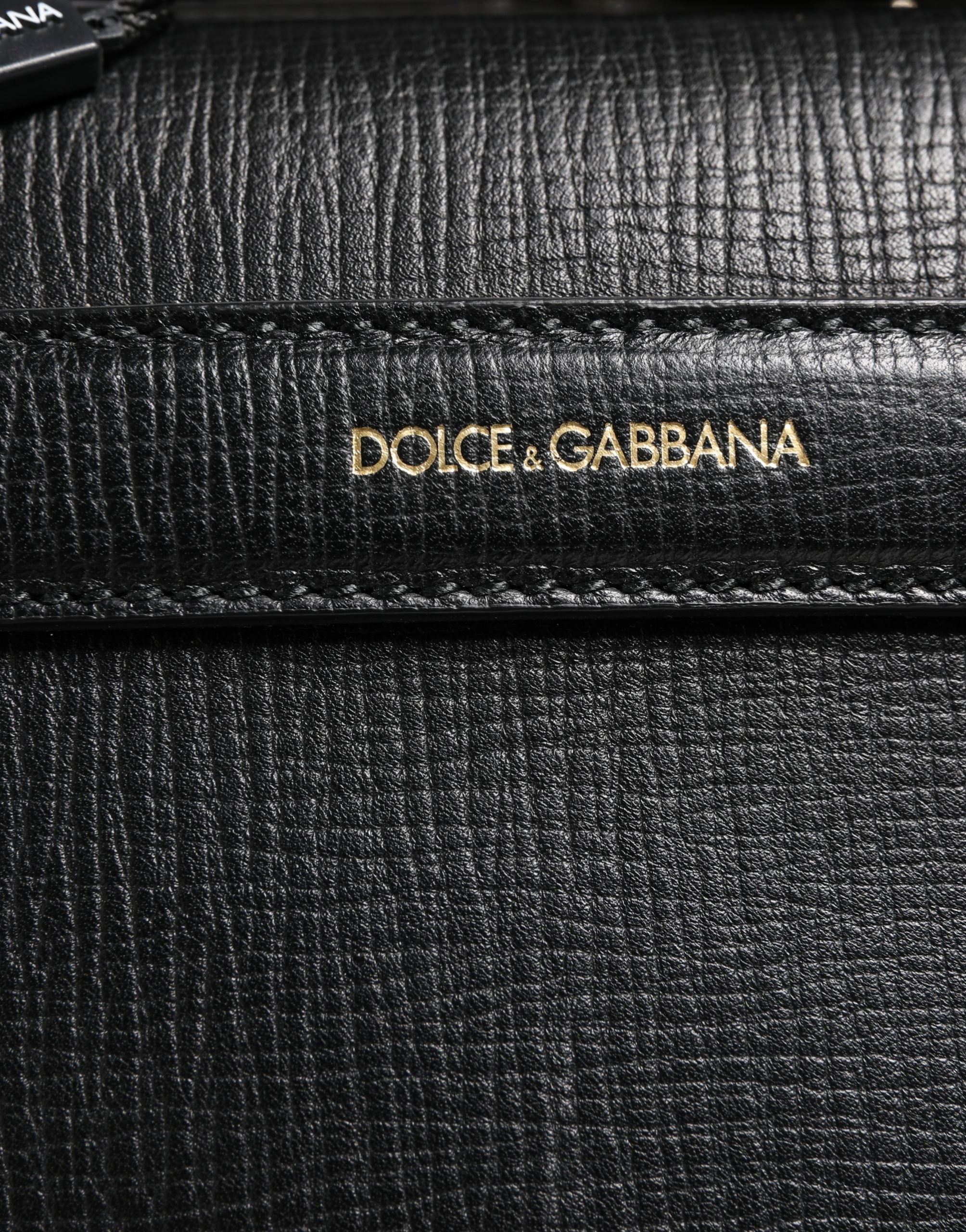 Dolce & Gabbana Schwarze Car Man Applikation Leder Weekender Tasche