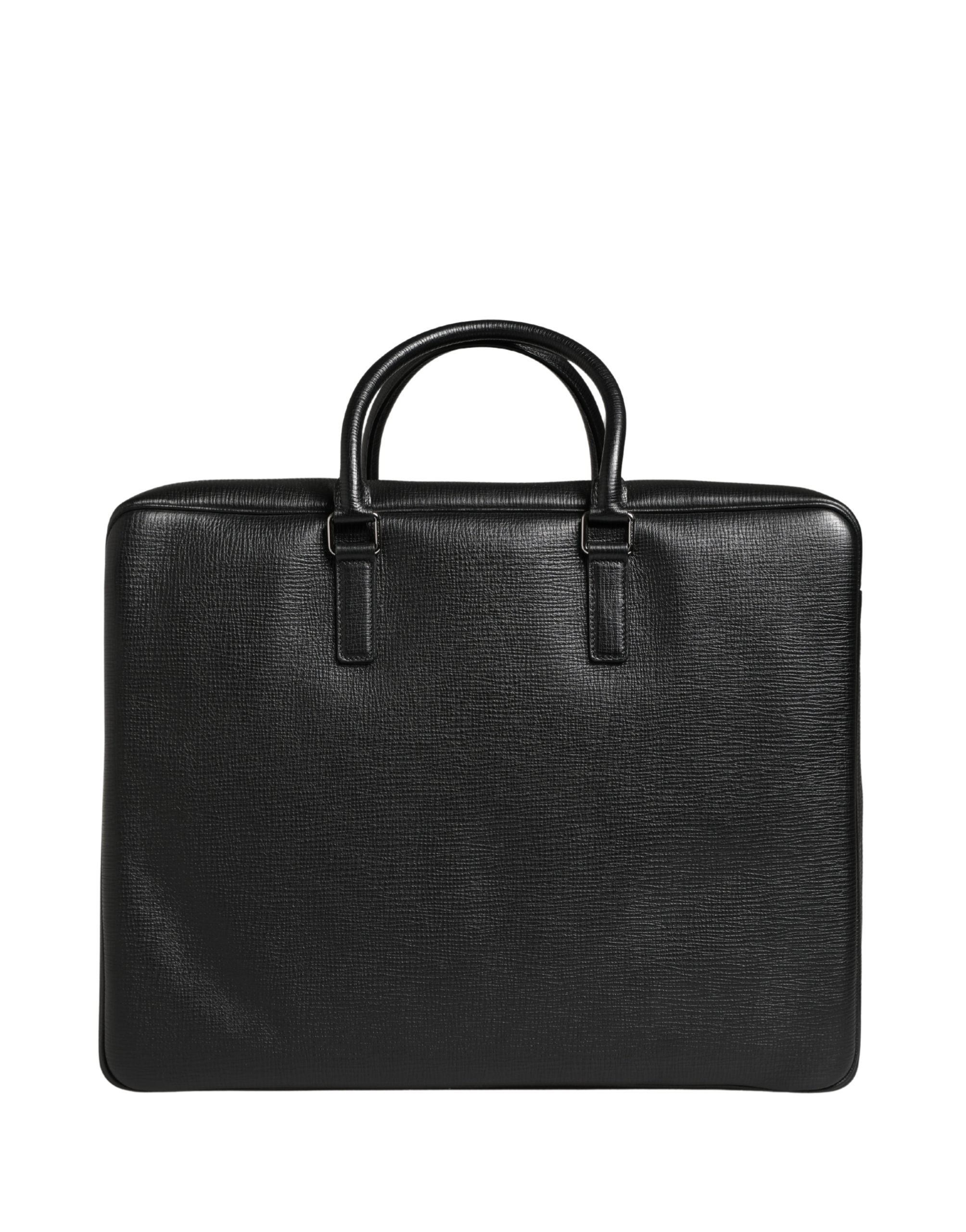 Dolce & Gabbana Schwarze Car Man Applikation Leder Weekender Tasche
