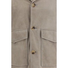 Brunello Cucinelli Bicolor Calf Leather Bos Taurus Leather Jacket