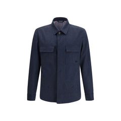 Etro Blue Wool Oves Aries Jacket