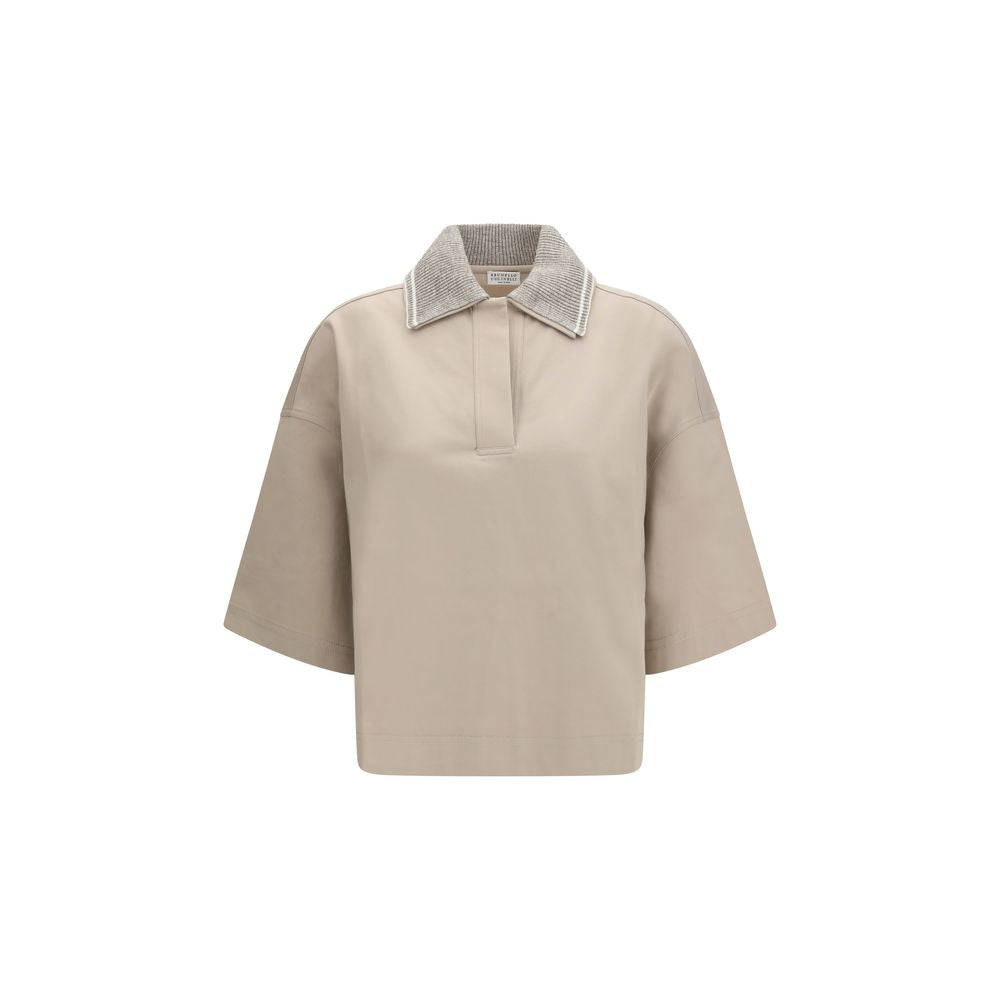 Brunello Cucinelli Beiges Baumwoll-Poloshirt