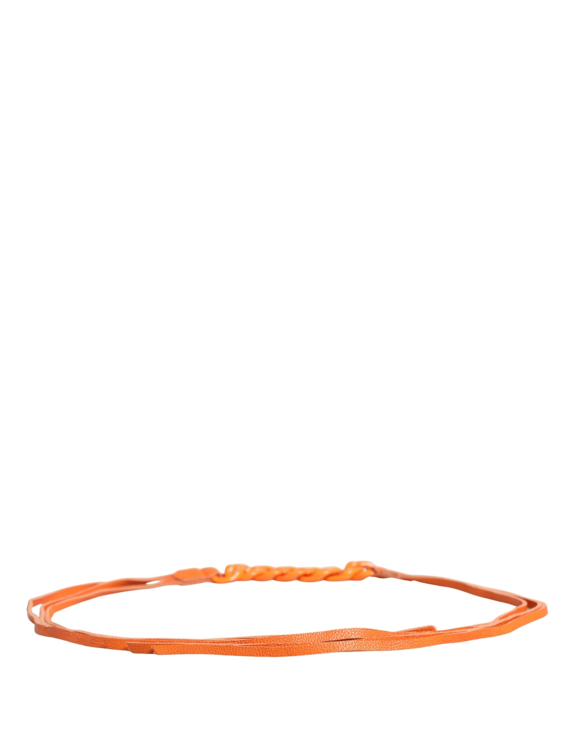 Scervino Street Gürtel aus orangefarbenem Leder mit Ketten- und Metallschnalle