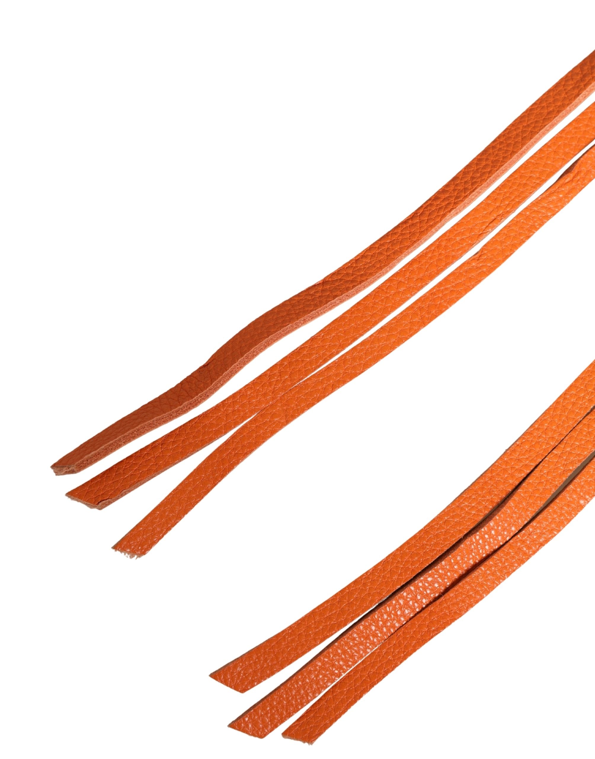 Scervino Street Gürtel aus orangefarbenem Leder mit Ketten- und Metallschnalle