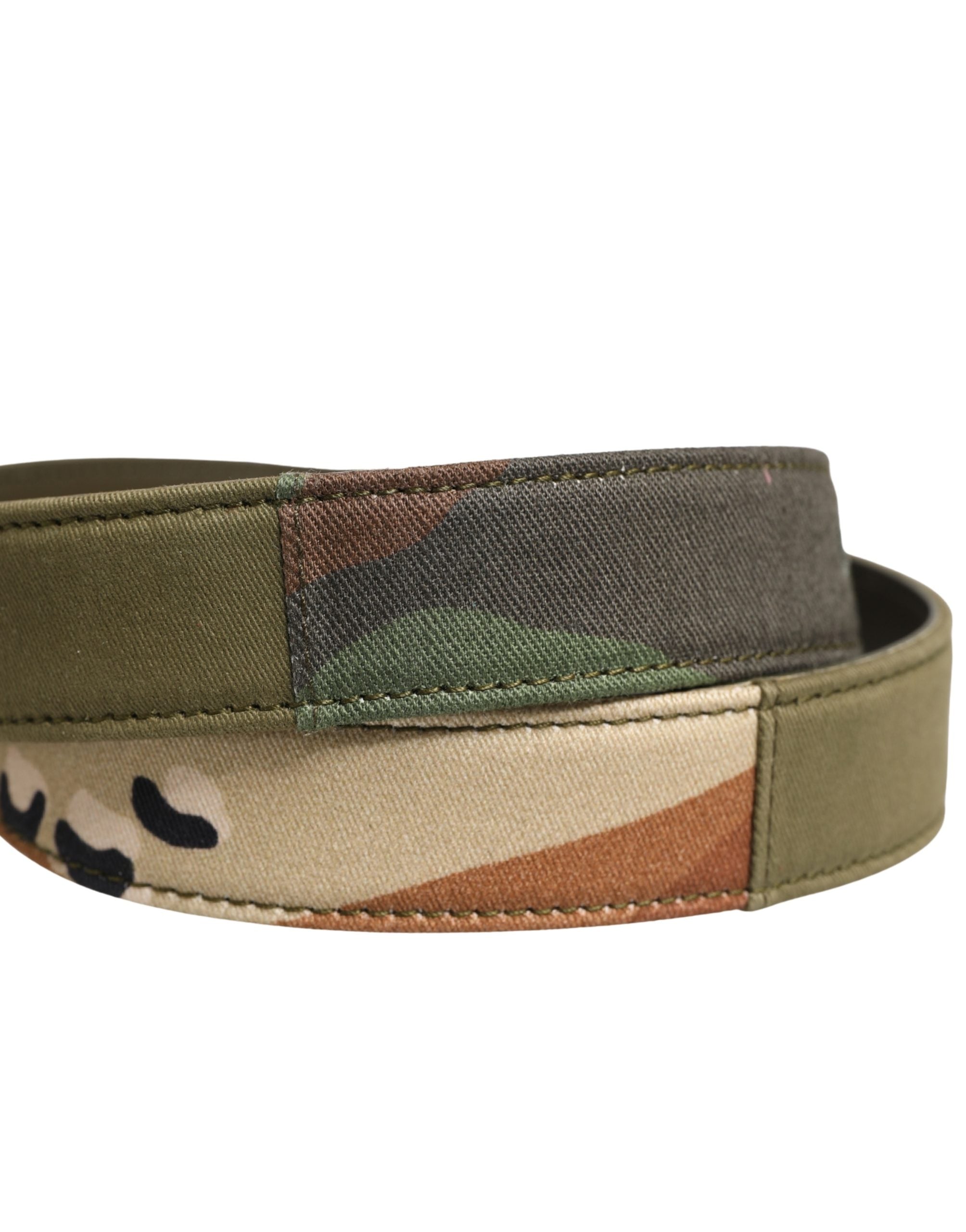 Dolce & Gabbana Gürtel mit Schnalle aus Metall und grünem Camouflage-Muster