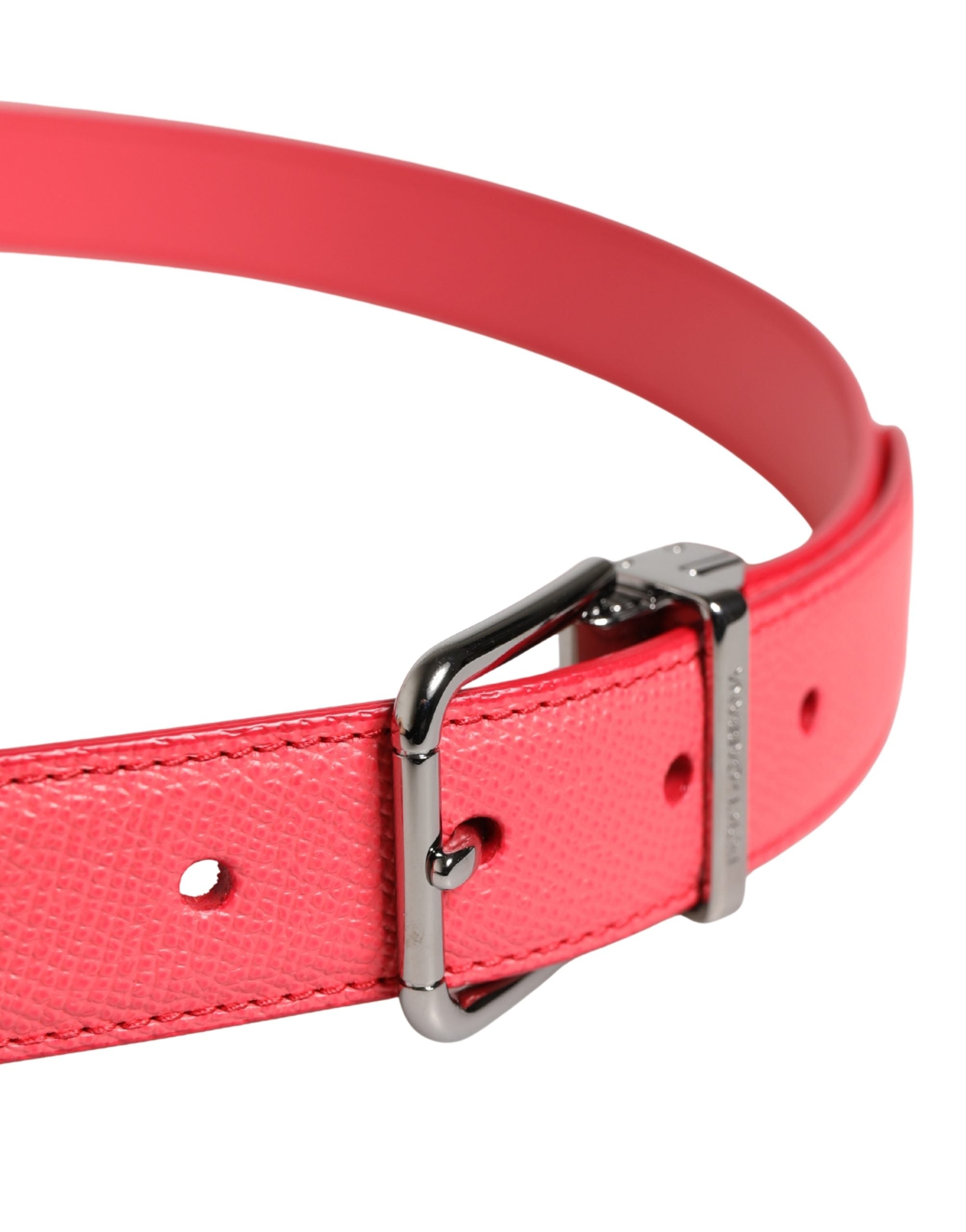 Dolce & Gabbana Gürtel aus rosa Kalbsleder mit silberner Metallschnalle