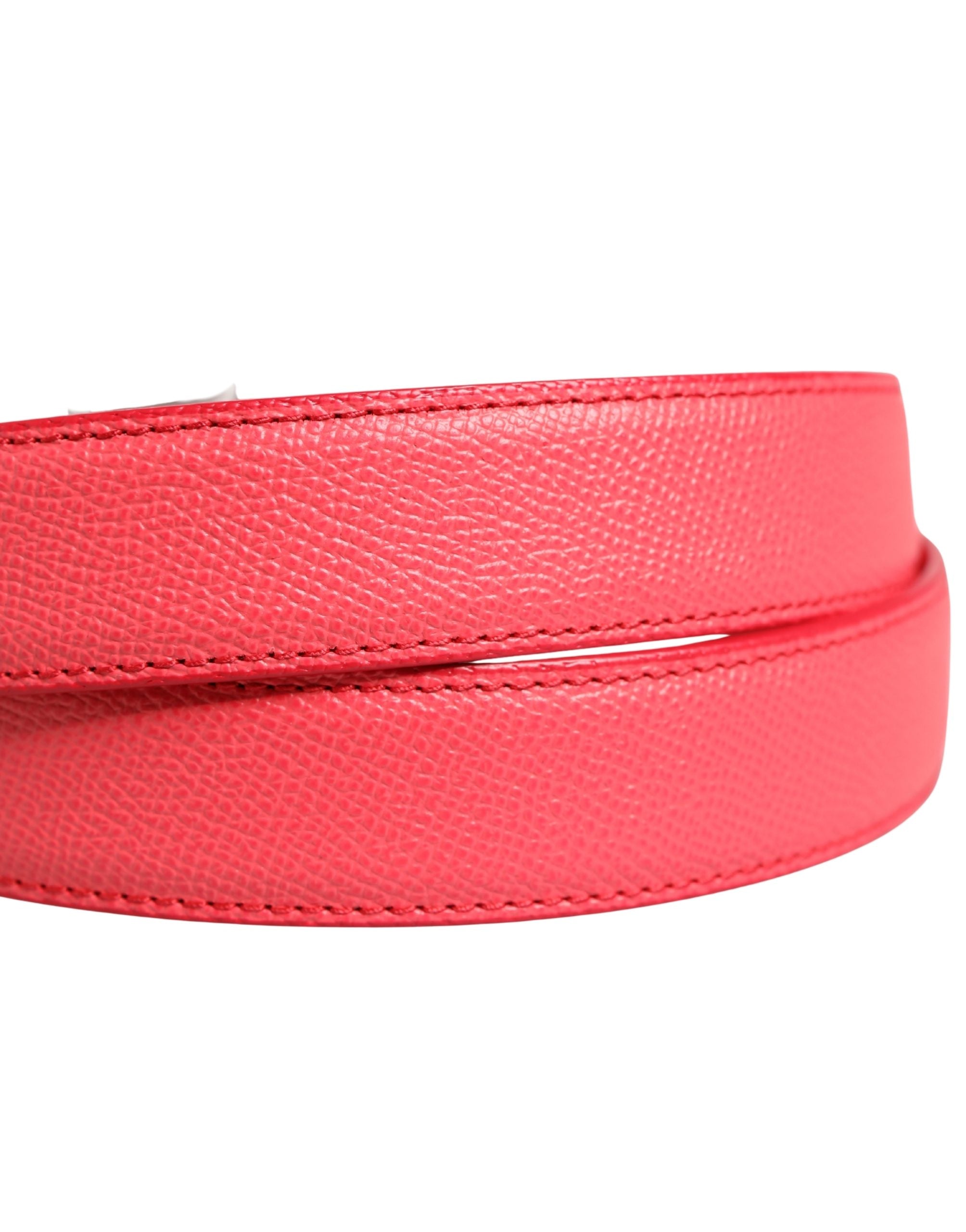 Dolce & Gabbana Gürtel aus rosa Kalbsleder mit silberner Metallschnalle