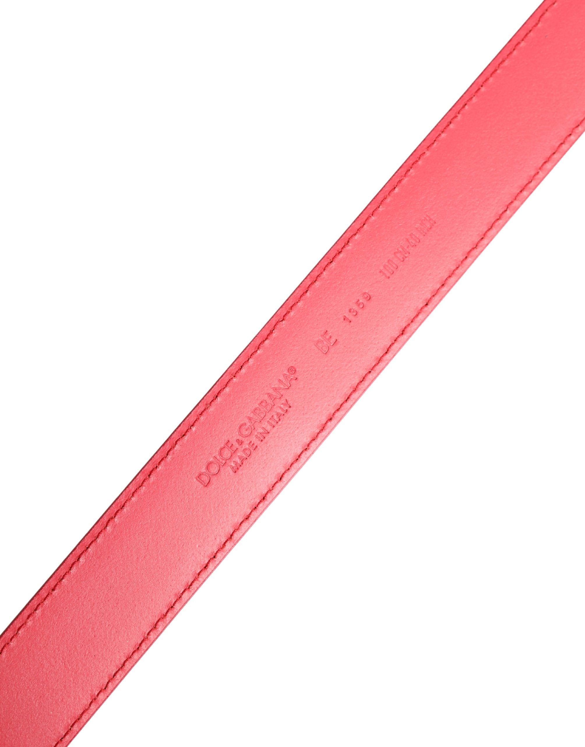 Dolce & Gabbana Gürtel aus rosa Kalbsleder mit silberner Metallschnalle