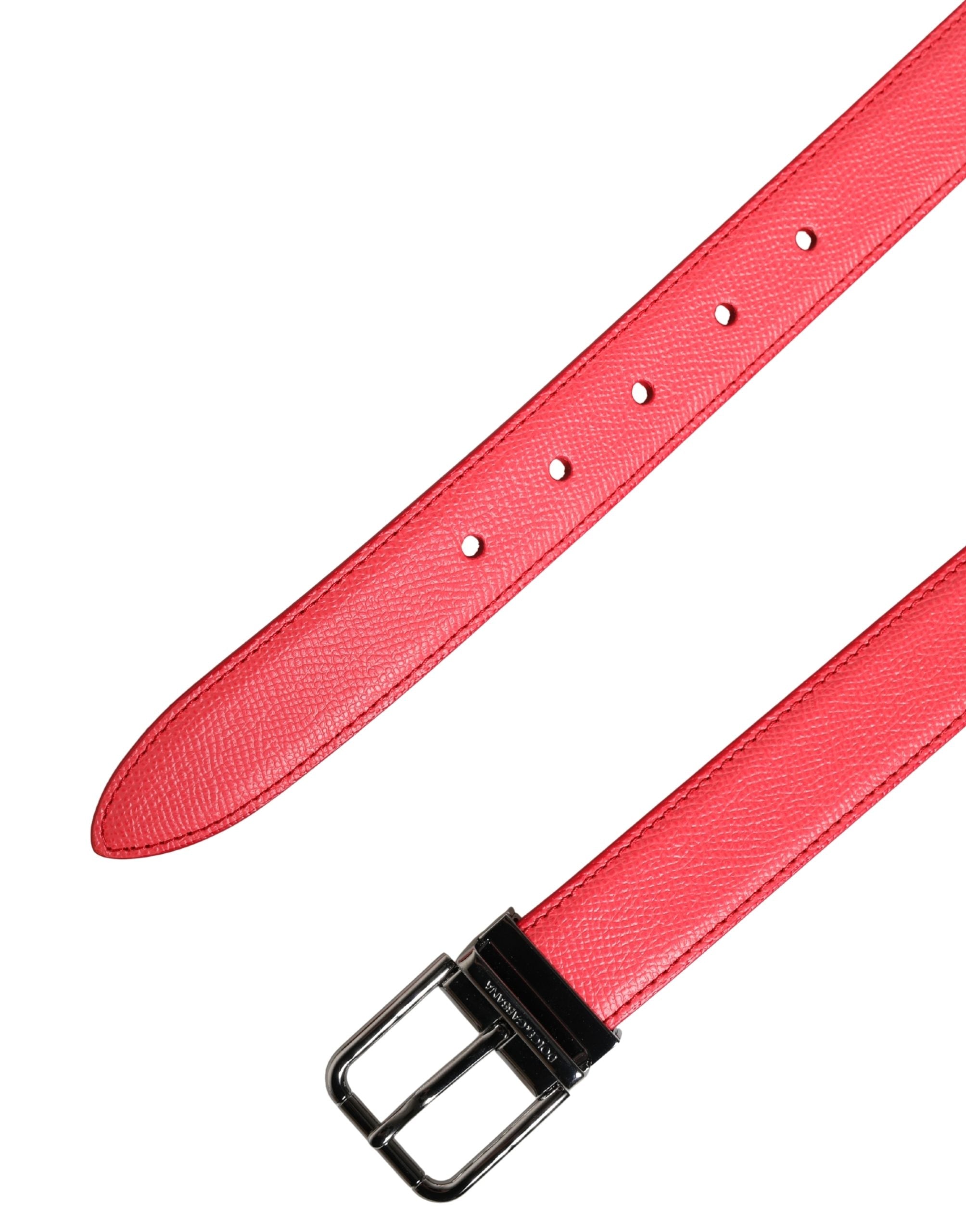 Dolce & Gabbana Gürtel aus rosa Kalbsleder mit silberner Metallschnalle