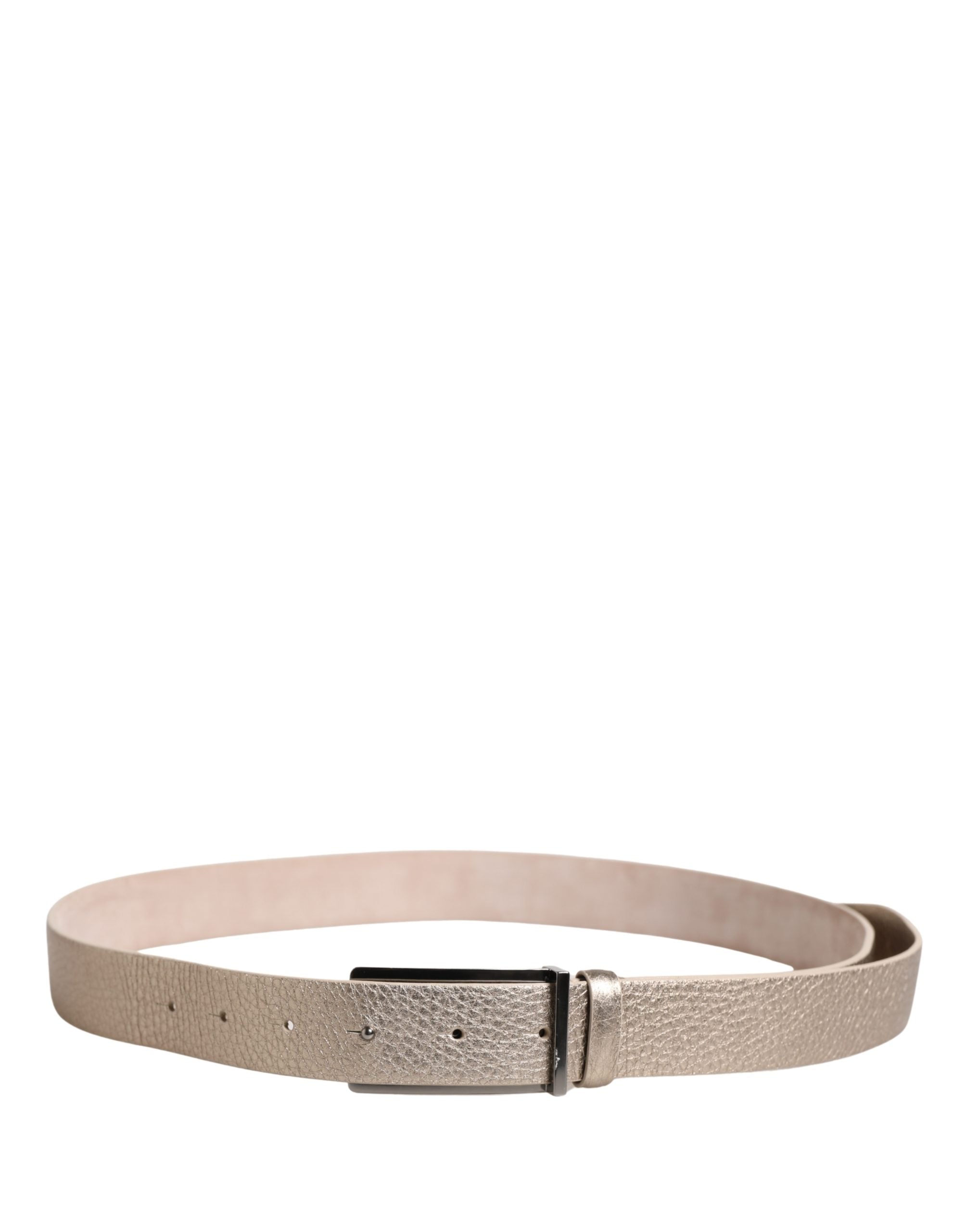 Brunello Cucinelli Gürtel aus metallisch beigem Leder mit silberner Metallschnalle