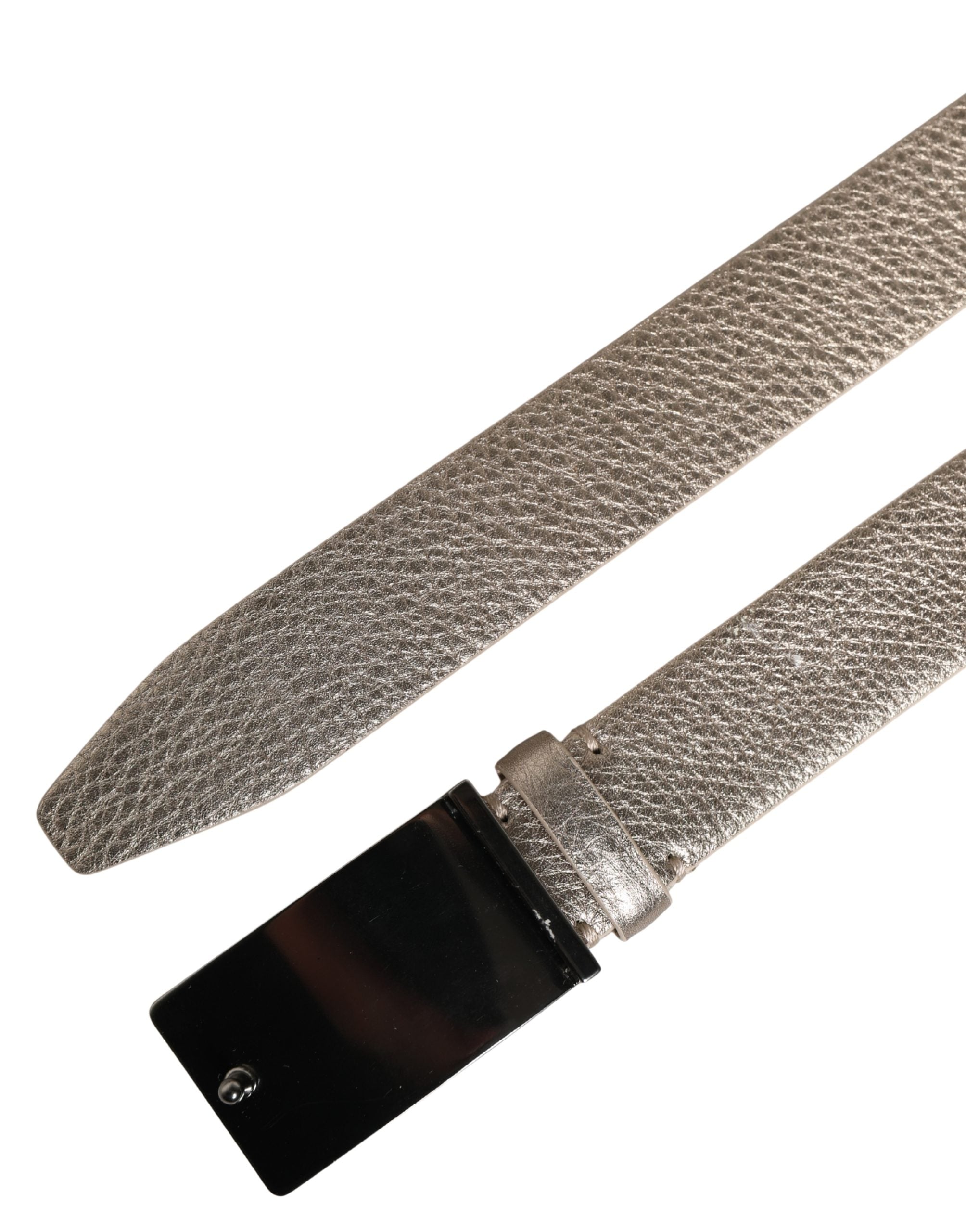 Brunello Cucinelli Gürtel aus metallisch beigem Leder mit silberner Metallschnalle
