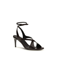 Khaite Zwarte Kalfslakleren Bos Taurus Instap Sandalen