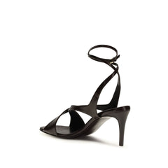 Khaite Zwarte Kalfslakleren Bos Taurus Instap Sandalen