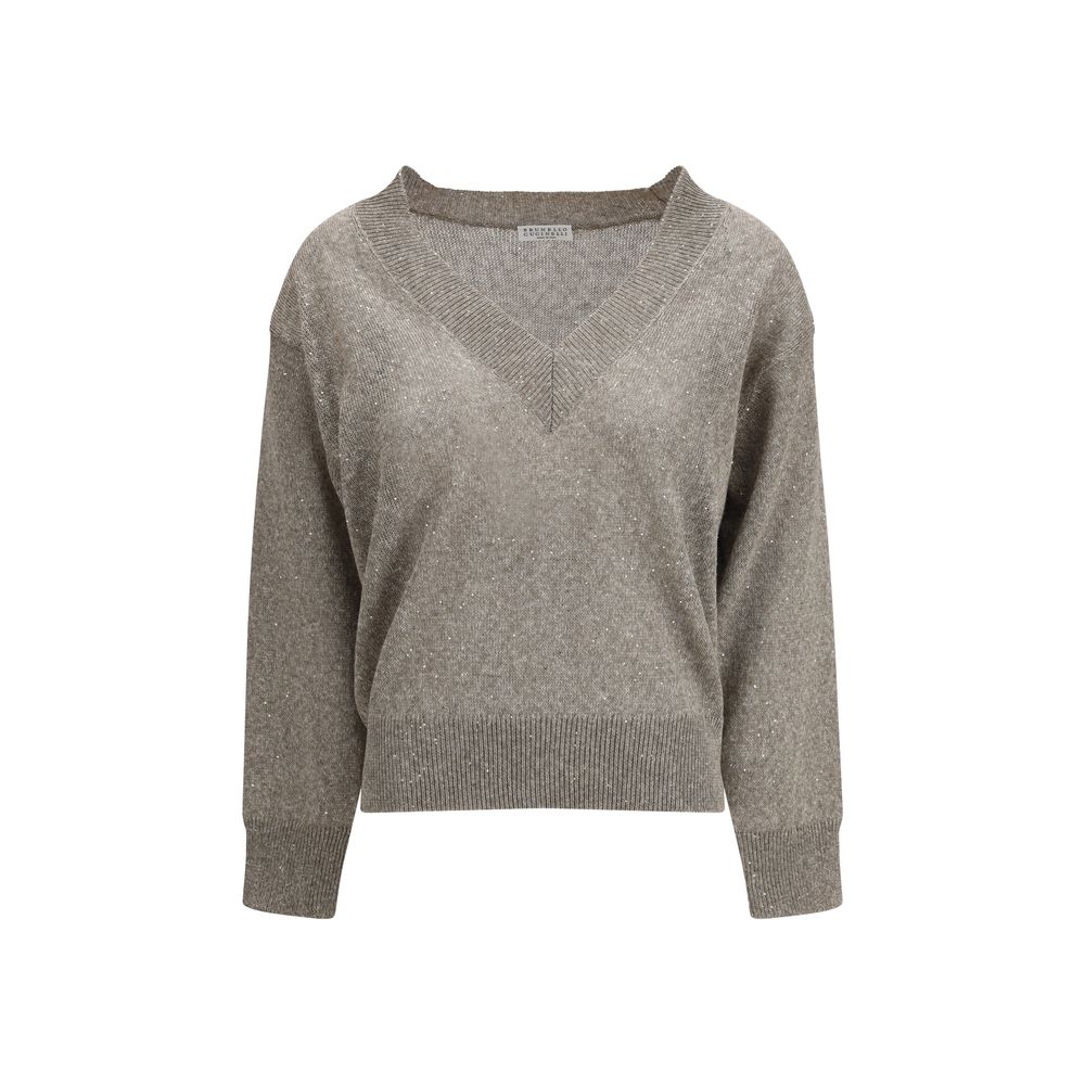 Brunello Cucinelli Braunes Leinen-Sweatshirt