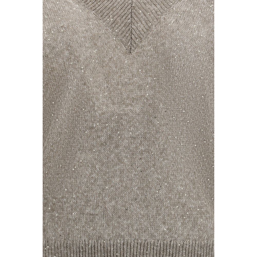 Brunello Cucinelli Braunes Leinen-Sweatshirt