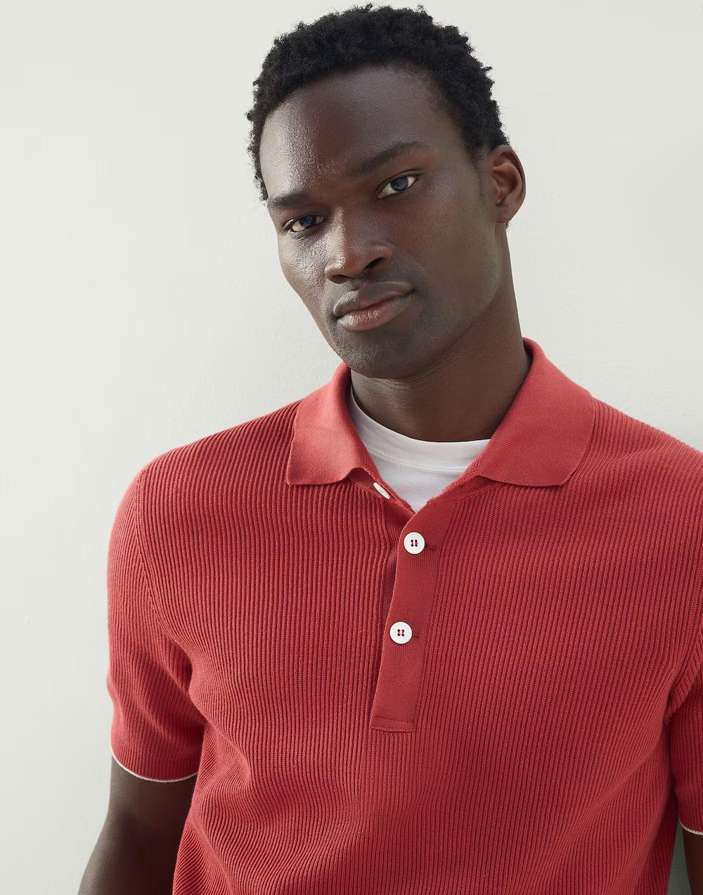 Brunello Cucinelli Orange Cotton Polo Shirt