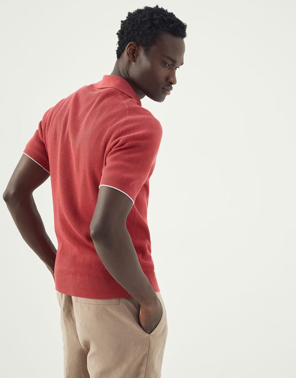 Brunello Cucinelli Orange Cotton Polo Shirt