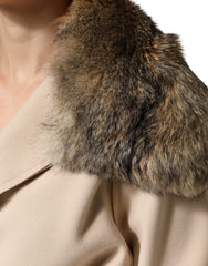 Dolce &amp; Gabbana – Brauner Pelz-Schulterkragen-Halswickelschal