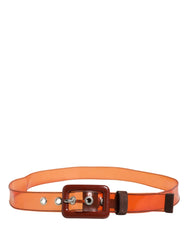 Miu Miu Orangefarbener PVC-Taillengürtel für Damen mit quadratischer Schnalle