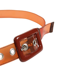 Miu Miu Orangefarbener PVC-Taillengürtel für Damen mit quadratischer Schnalle
