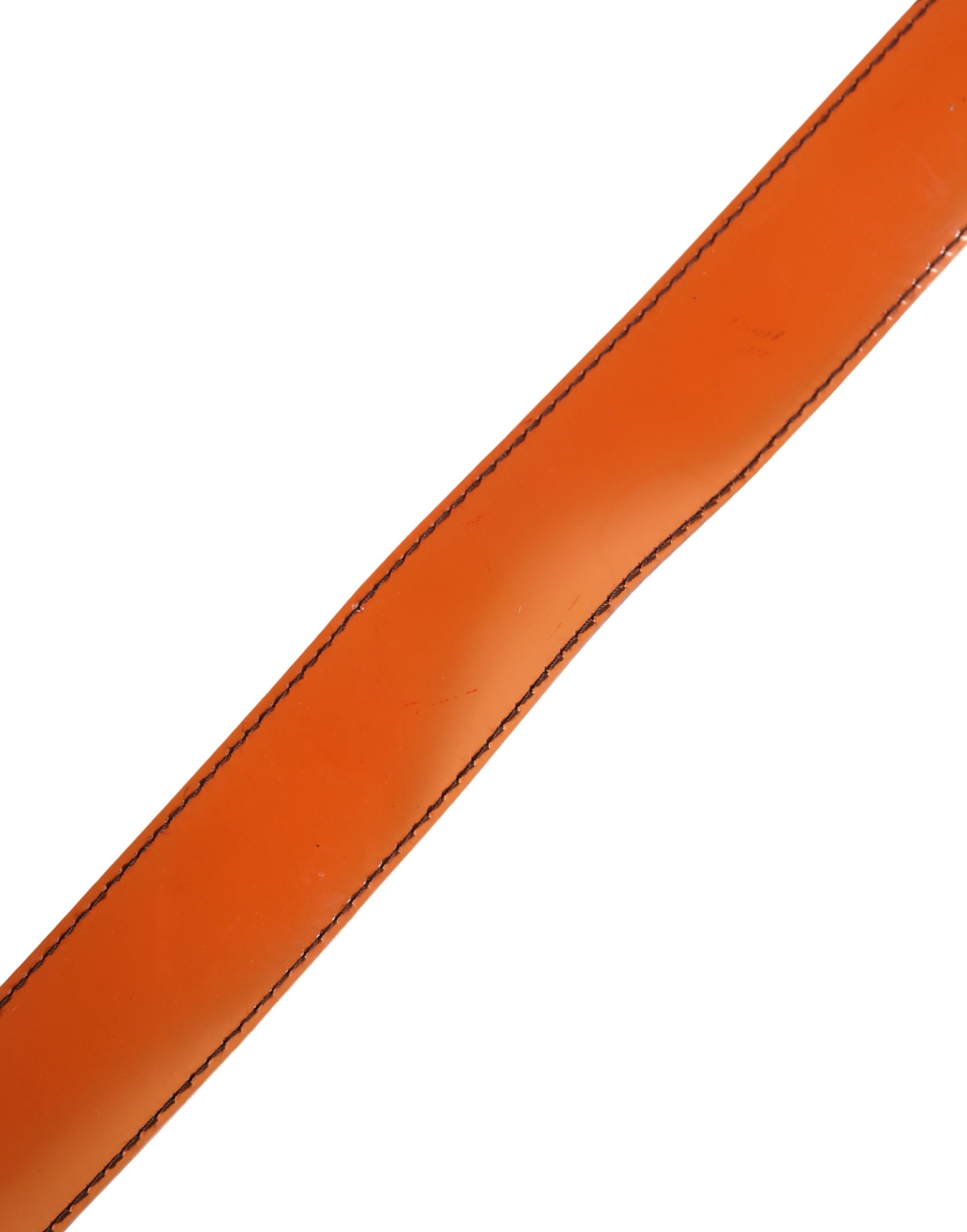 Miu Miu Orangefarbener PVC-Taillengürtel für Damen mit quadratischer Schnalle