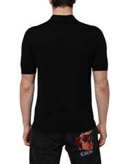 Dolce & Gabbana Black Wool Logo Floral Short Sleeve T-shirt