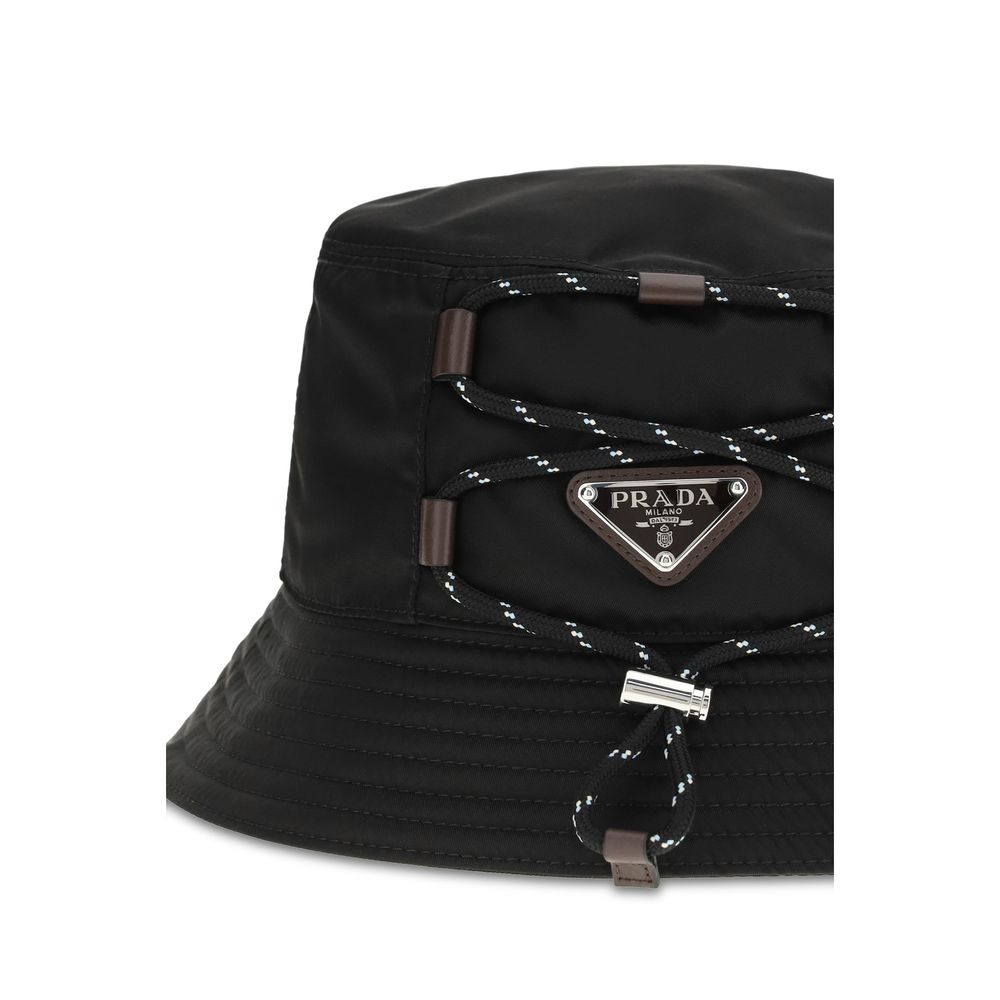 Prada Fischerhut aus recyceltem schwarzem Polyamid