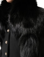 Dolce & Gabbana Black Fox Fur Neck Wrap Warmer Winter Scarf
