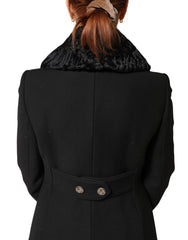 Dolce & Gabbana Black Lamb Fur Women Neck Warmer Winter Scarf
