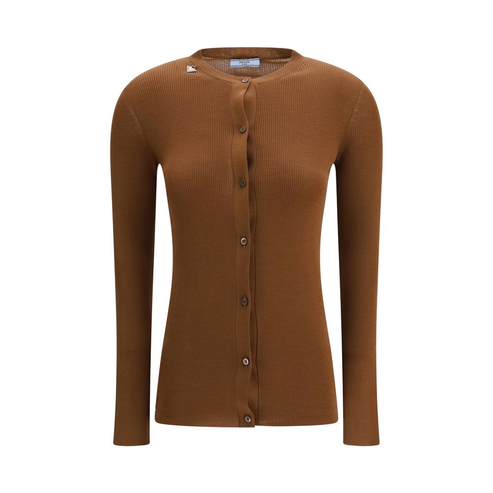 Prada Cardigan aus brauner Fleecewolle