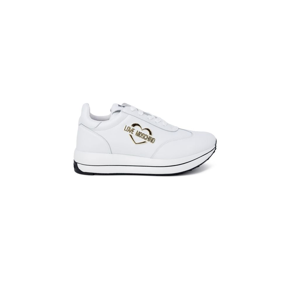 Love Moschino Weiße Low-Top-Sneakers aus Leder