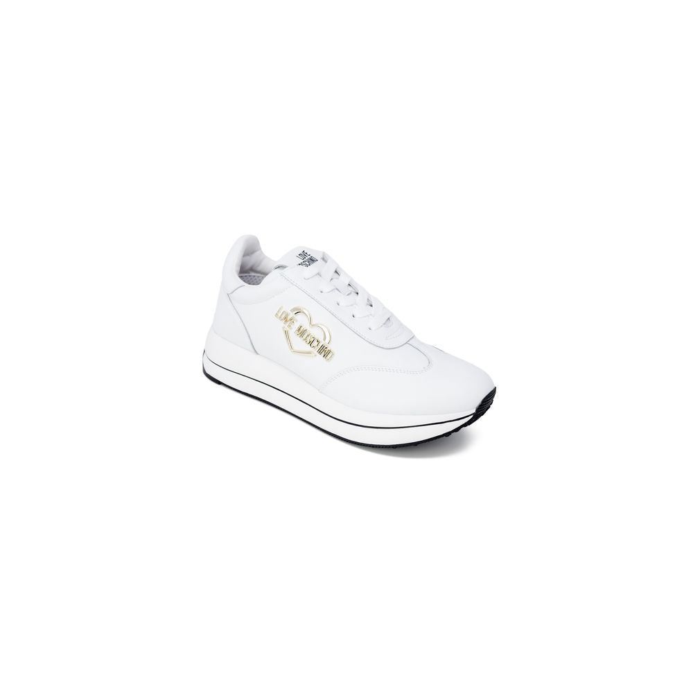 Love Moschino Weiße Low-Top-Sneakers aus Leder