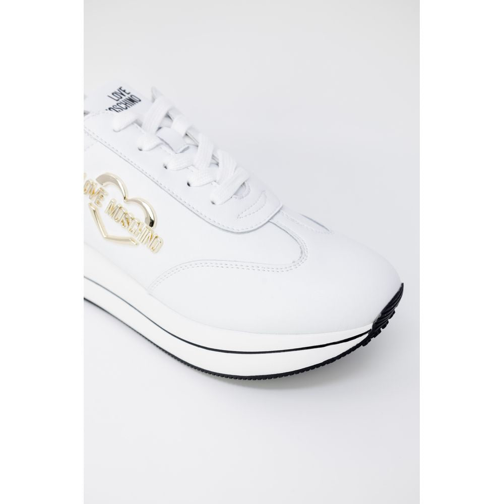 Love Moschino Weiße Low-Top-Sneakers aus Leder