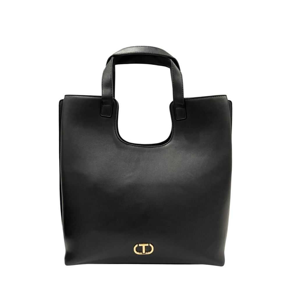 Twinset Damen Schultertasche aus schwarzem PU