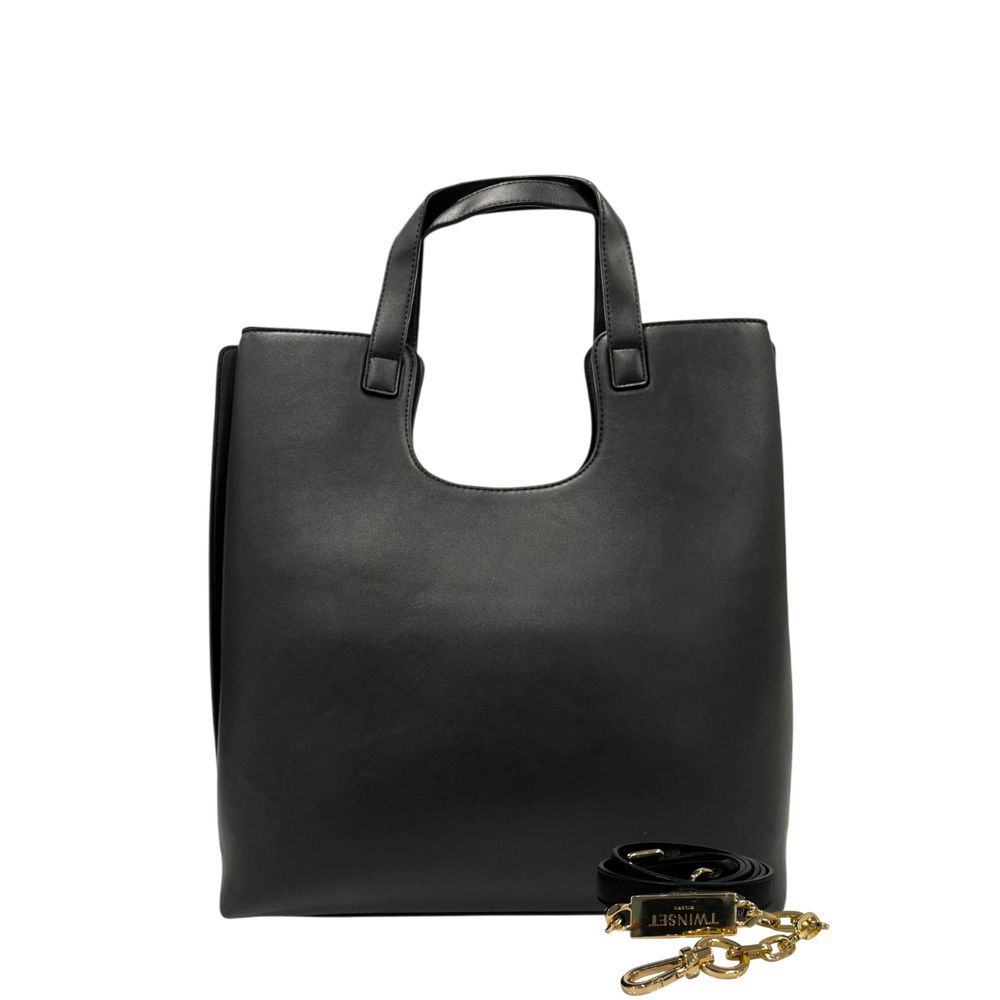 Twinset Damen Schultertasche aus schwarzem PU