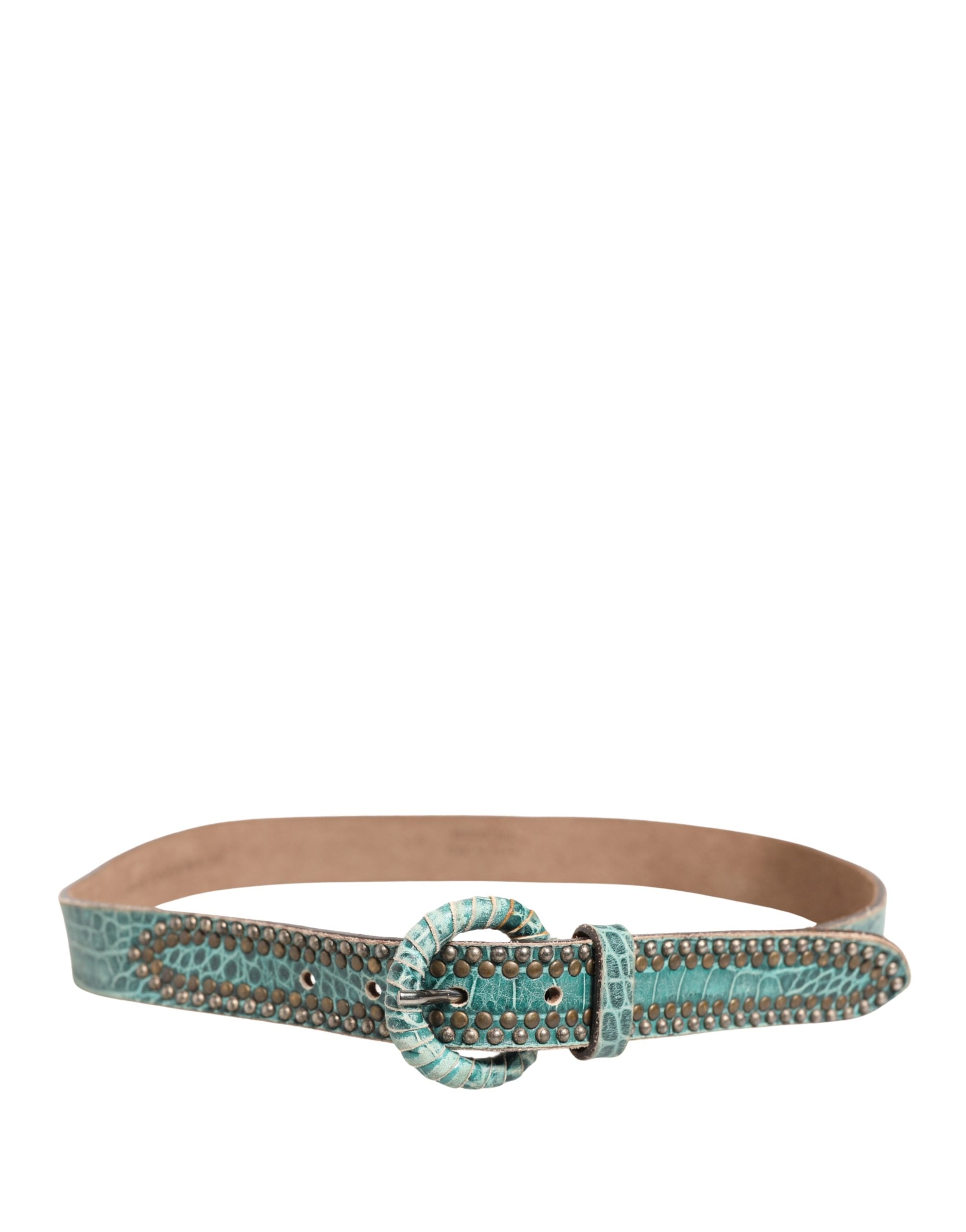 Scervino Street Damen grüner Ledergürtel mit Kroko-Print und Nieten