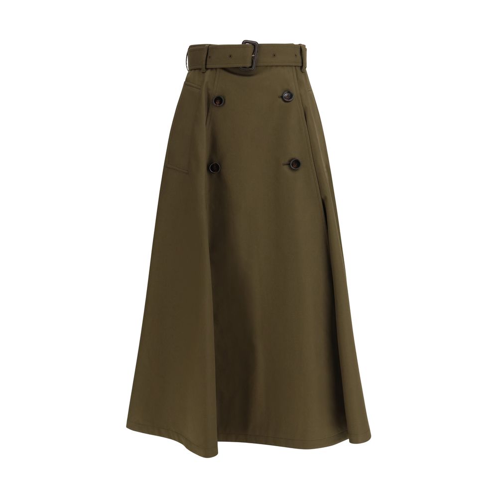 Burberry tweekleurige katoenen midirok