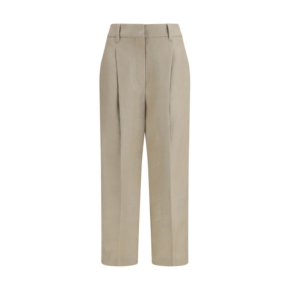 Brunello Cucinelli Beige Leinen-Freizeithose