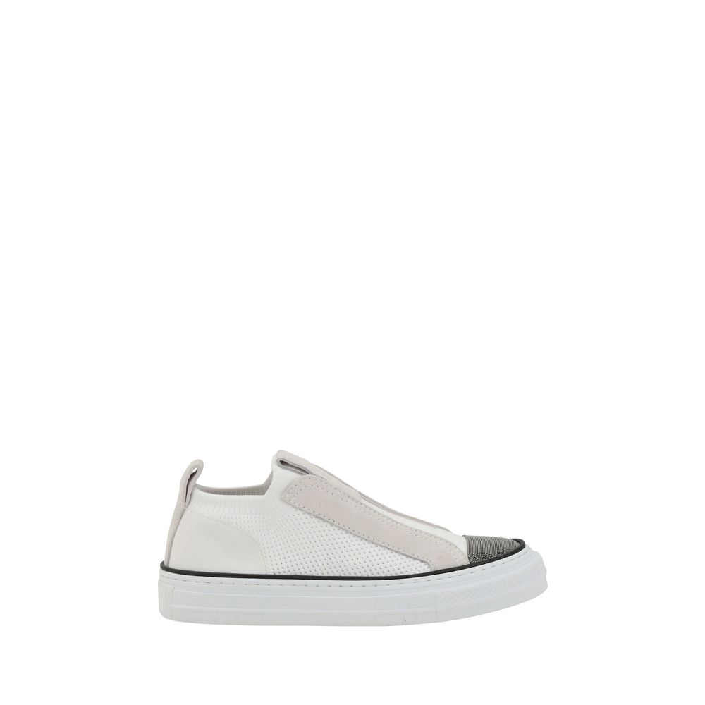 Brunello Cucinelli Weiße Nylon-Low-Top-Sneaker