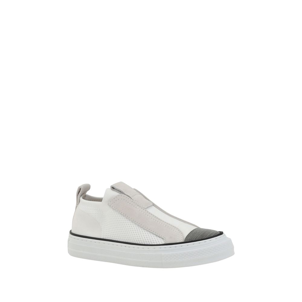 Brunello Cucinelli Weiße Nylon-Low-Top-Sneaker