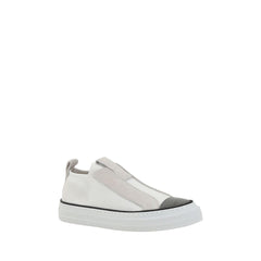Brunello Cucinelli Weiße Nylon-Low-Top-Sneaker