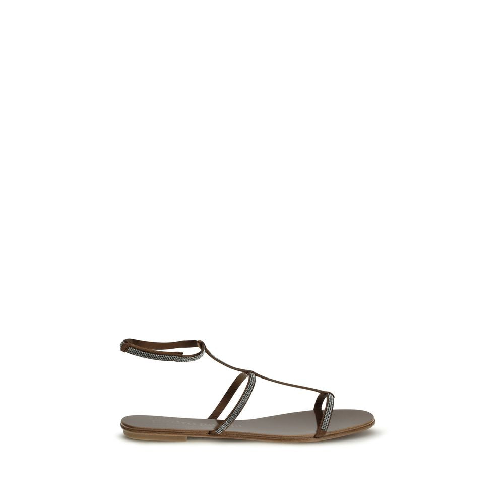 Pedro García Braune Kalbsleder-Riemchensandalen aus Bos Taurus